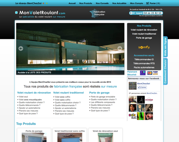 Ouverture site internet volets roulants porte de garage sur mesure fabrication francaise